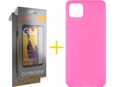 Kit Funda + 2 Protectores de Pantalla Samsung Galaxy A22 5G ACCETEL Full (Rosa)