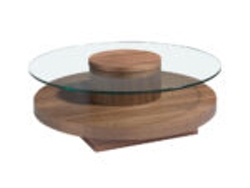 Mueble de Apoyo ANGEL CERDÁ 2052 (Nogal, Cristal - Ø100 x 35 cm)