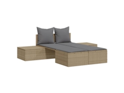Chaise longue doble con cojines de mimbre, beige, EXCLUSIVA DE LA CASA