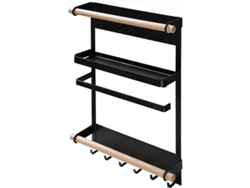 2026-39544-estantería De Refrigerador Con Ventosas Estante De Condimentos De Pared Cocina Almacenaje Negro