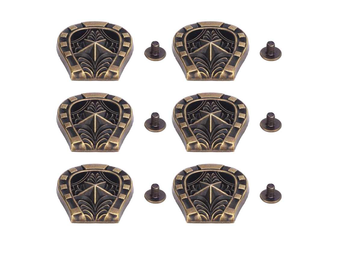 6 Conjuntos de Rebites em Forma de Ferradura de Bronze Decorativo Parafuso Cruzado para Couro 25x27mm