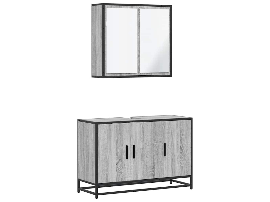 Conjunto de 2 muebles de baño de madera, gris Sonoma, EXCLUSIVO DE MAISON
