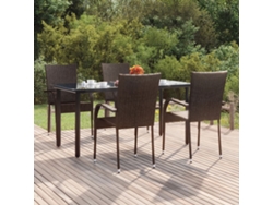 Juego de comedor de jardín de 5 piezas de mimbre sintético marrón Dkd Home Decor