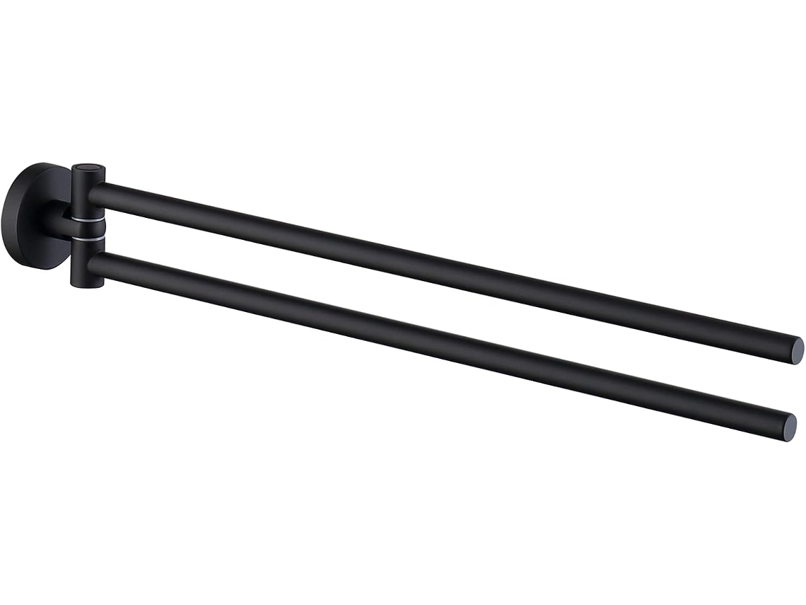 Toallero de baño negro mate con 2 barras giratorias de 180° Sus304 St Jortmrd