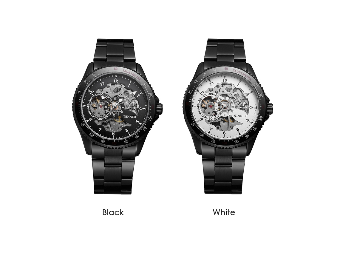 Reloj De Hombre Winner 010, Movimiento Mecánico Semiautomático, Brazalete De Acero Inoxidable, Estilo Casual.