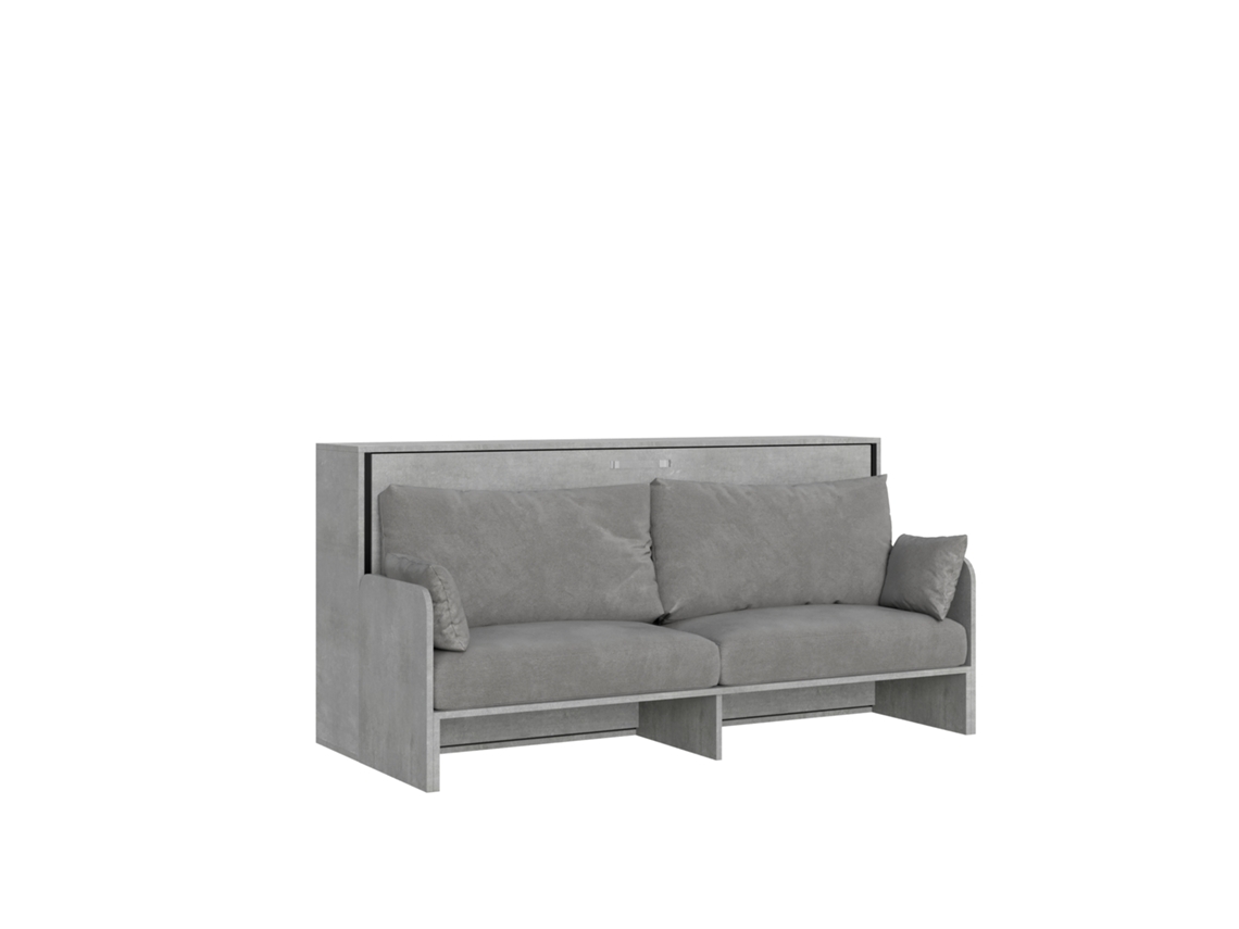Cama Individual Abatible Kando Con Sofá De Hormigón, Gris