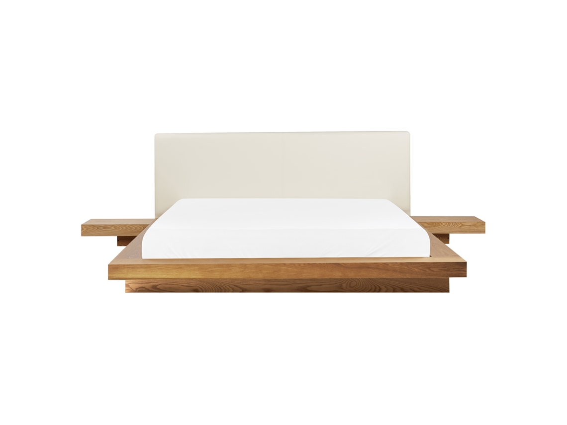 Cama con somier BELIANI Zen de MDF Madera clara 308x229x86