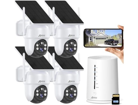 Kit de Cctv 4 Cámaras 4Mp Rotativas Solar 360º con Batería Wifi Visión Nocturna Exterior ANRAN