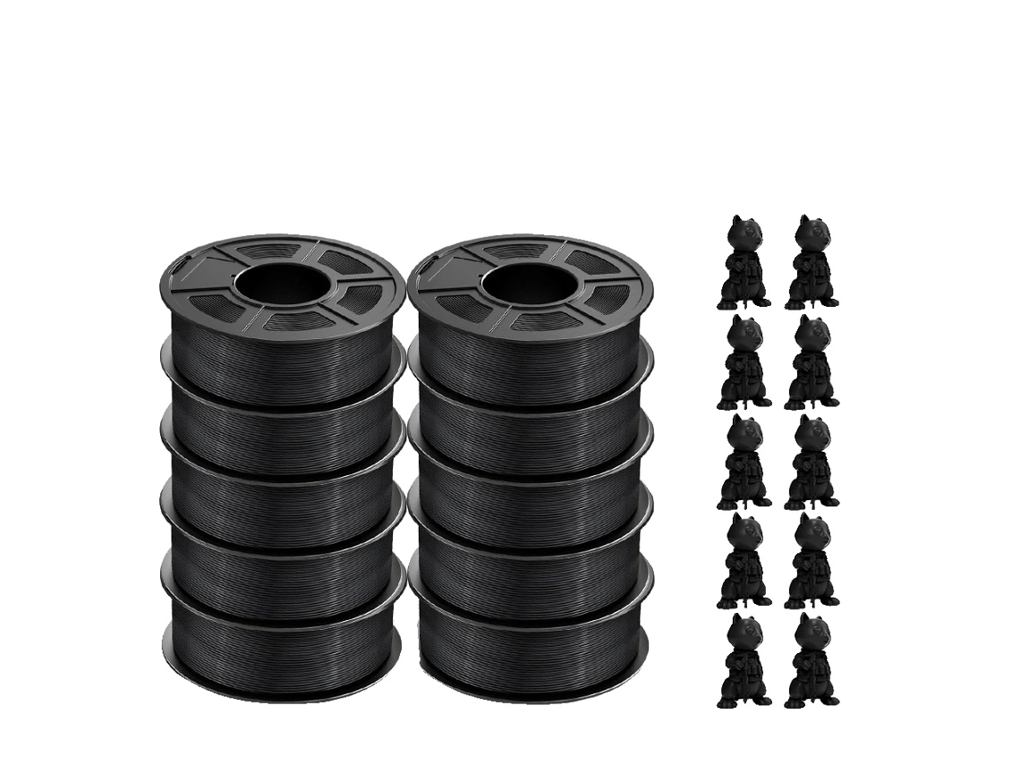Filamento para impresora 3D, ABS ecológico, 1,75 mm de diámetro, ABS negro, 10 rollos OEM