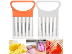Cortador de cebollas Rebe-holder, 2 piezas, acero inoxidable, mango de PP, para verduras, frutas y carnes.