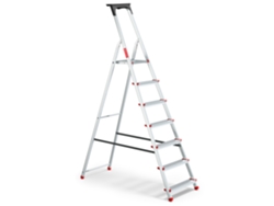 Escalera Doméstica De Aluminio, 7 Peldaños, Plegable, Con Estante, Capacidad De Carga 125 Kg, Baulich