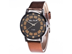 Reloj De Cuarzo De Pareja Con Correa De Cuero Pu Zhoulianfa Café Simple Dial Redondo Casual