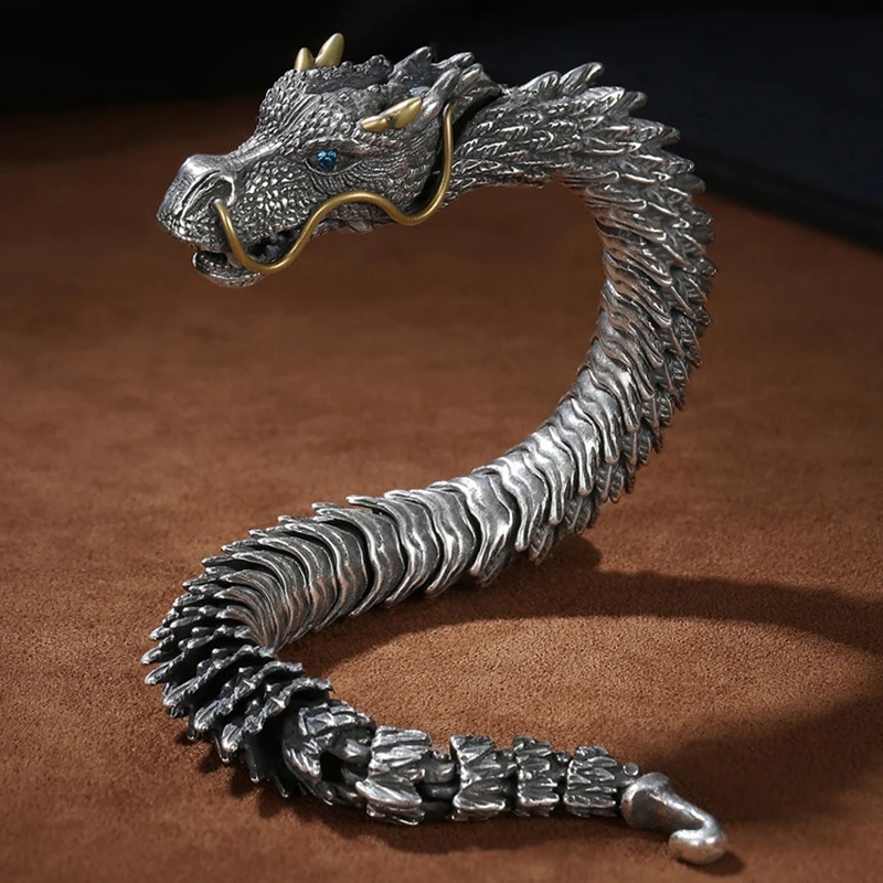 (dragón 23cm) Pulsera Tradicional Tibetana Budista Con Forma De Dragón Y Un Poderoso Diseño De Escamas De Dragón.