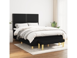 Cama Box Spring Con Colchón Tela Negro 140x190 Cm