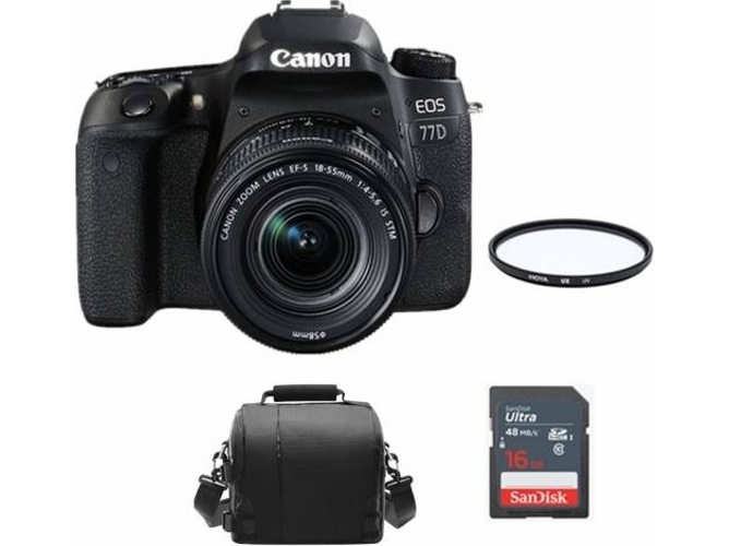 Kit Cámara Réflex CANON EOS 77D EF-S 18-55mm F4-5.6 IS STM+ Funda + SD 16 gb + Hoya UX UV 58mm