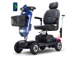 Patinete Eléctrico Para Personas Mayores, 300 W, 136 Kg, Autonomía De 25 Km, Asiento Giratorio De 360°, Color Azul.