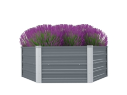 Macetero/Parterre Elevado para Jardín 129X129X46 cm Acero Galvanizado Gris