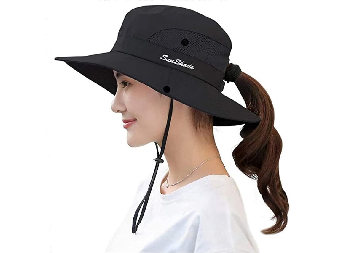 2026-sombrero De Sol Plegable Protección Uv Para Mujer Linjou Con Abertura Para Cola De Caballo Y Cordones Ajustables