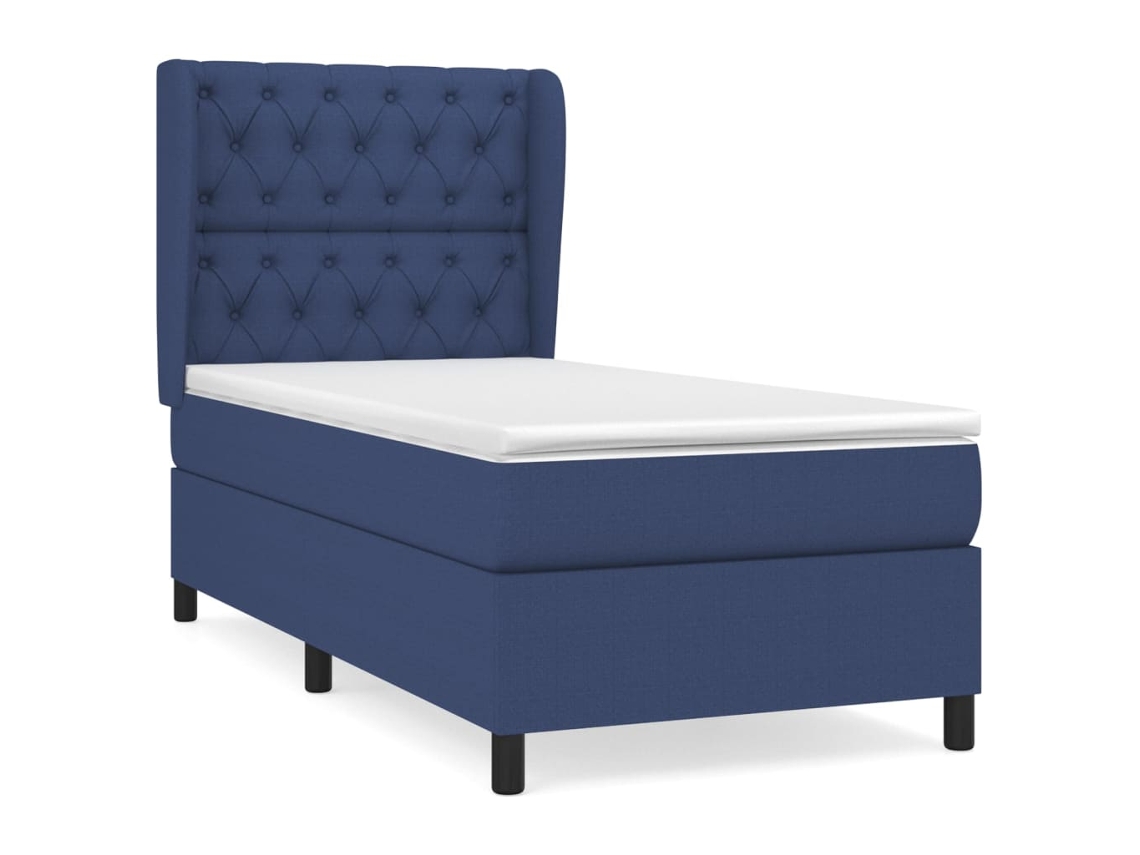 Maison Exclusive - Cama Box Spring Con Colchón Tela Azul 80x200 Cm