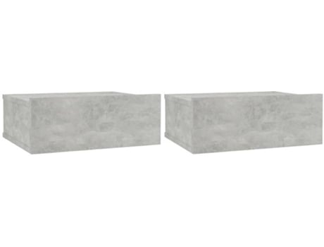 Conjunto 2 Mesita de noche flotante VIDAXL Gris Madera contrachapada (40x30x15 cm)