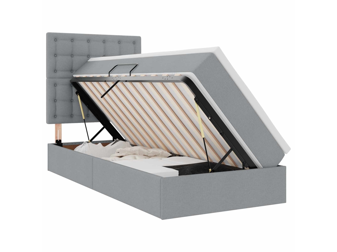Syfax™ Cama Con Almacenamiento Y Colchón Gris Claro 100 X 200 Cm