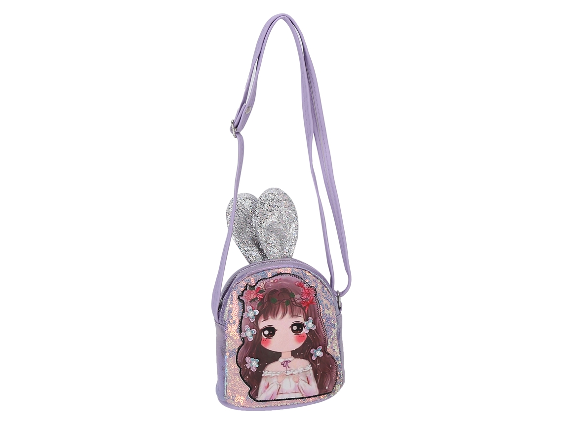 Bolsa Infantil Menina Glitter Lantejoulas Mochila Messenger Cute Couro Pu Roxo
