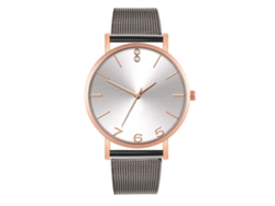 Reloj De Cuarzo De Pareja Con Correa De Malla, Estilo Simple, Blanco Y Oro Rosa Negro