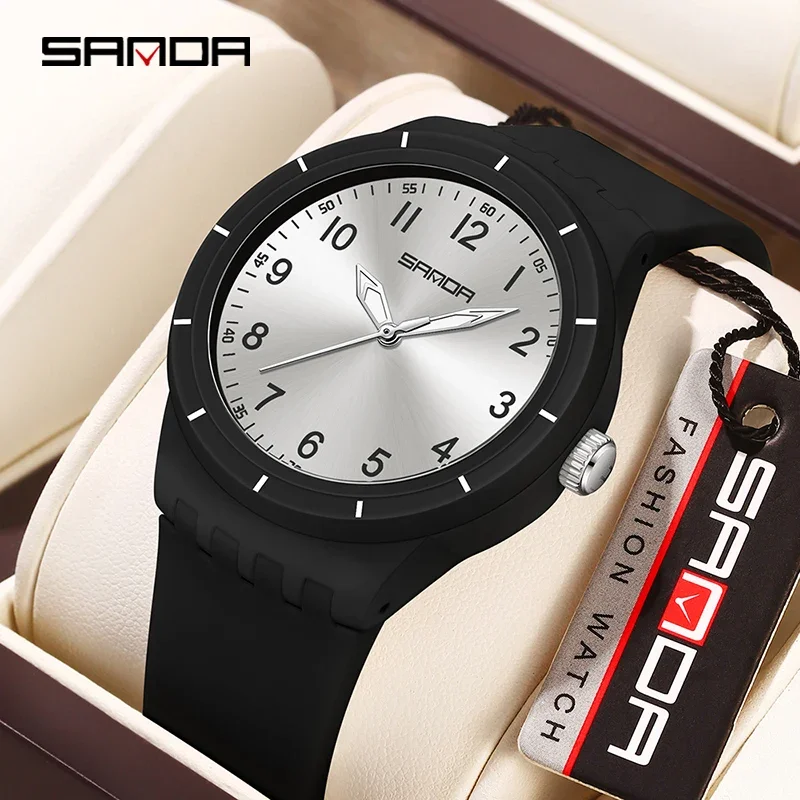 Reloj Deportivo Elegante Para Hombre (correa Negra, Esfera Blanca), Diseño Sencillo, Resistencia Al Agua De 50 Metros, Manecillas Luminosas.