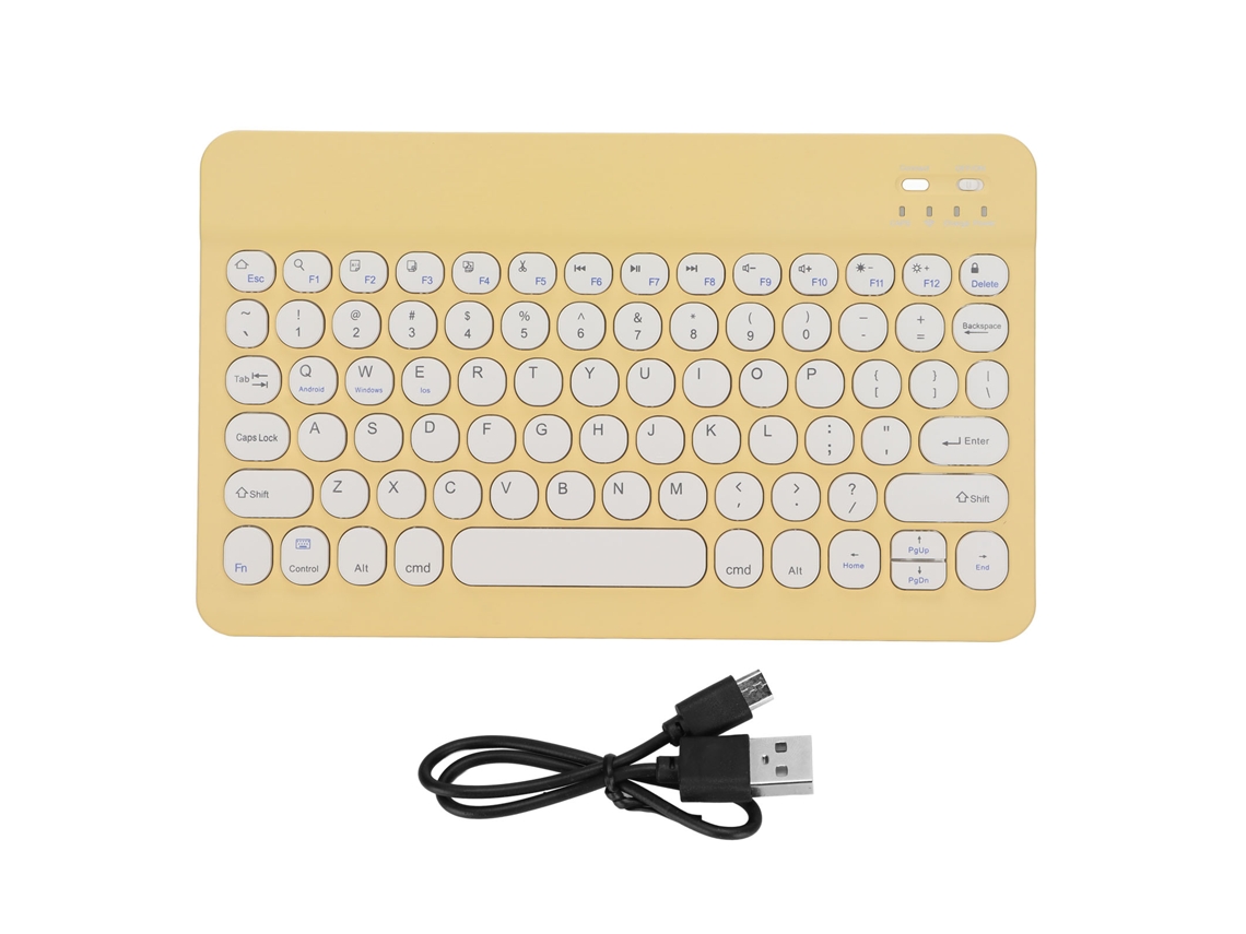 Teclado Sem Fio Conexão Estável Para Ios Android Windows Celular Tablet Laptop Amarelo
