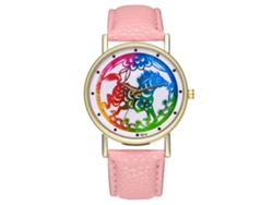 Reloj De Pulsera Analógico De Cuarzo Con Dial Redondo Moda (rosa)