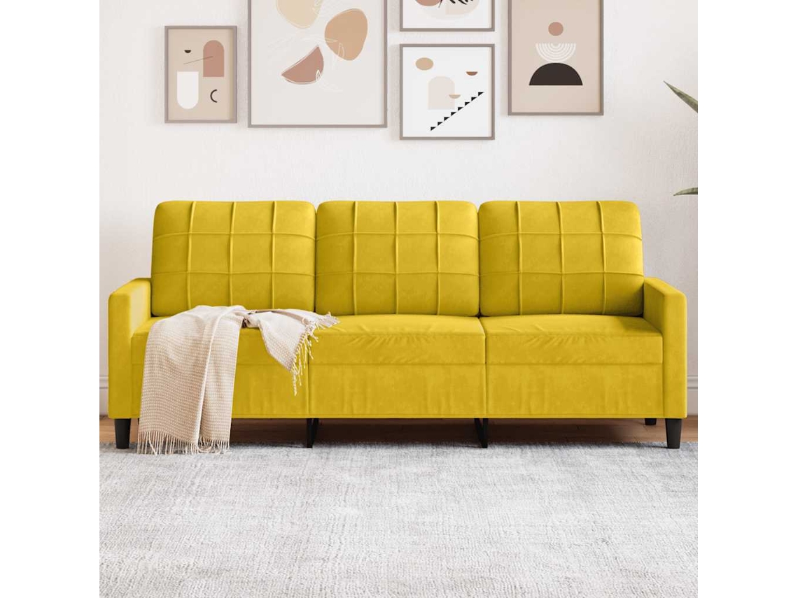 Sofá De 3 Plazas | Sofá De Salón | Sofá De Descanso Terciopelo Amarillo 180 Cm