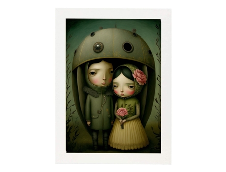 NACNIC Poster Pareja En Estilo Surrealismo Cinematográfico Ilustraciones Y Grabados De Historieta Abstracta Y Artística A4 Marcos Madera