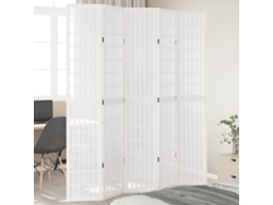 Biombo | Separador de ambientes | Protector de privacidad con 5 paneles de madera maciza de paulownia blanca.