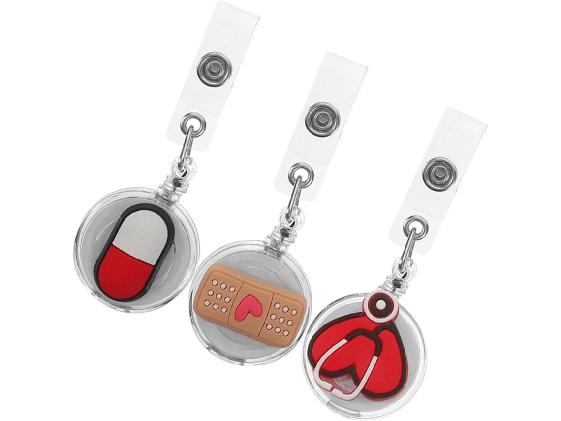 Conjunto De 3 Porta- Crachás Multifuncionais Para Enfermeiros, Feitos De Acrílico E Liga De Alumínio,