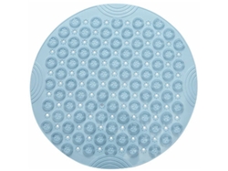 Alfombrilla De Baño Redonda Antideslizante Con Orificios De Drenaje Y Ventosas, 55x55 Cm, Azul Claro.