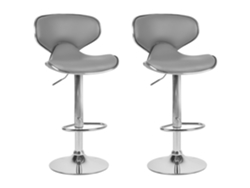 Conjunto de 2 bancos de bar BELIANI Conway de Pele sintética Cinzento 46x50x109