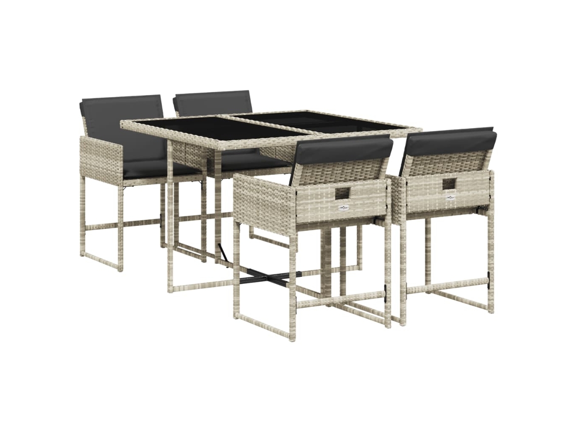 Maison Exclusive - Set Comedor De Jardín 5 Pzas Cojines Ratán Sintético Gris Claro