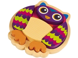 Juego Educativo OOPS Puzzle Madera 3D Búho 9 Piezas (Edad Mínima: 12 Meses - 24,6 x 26,5 x 4,3 cm)