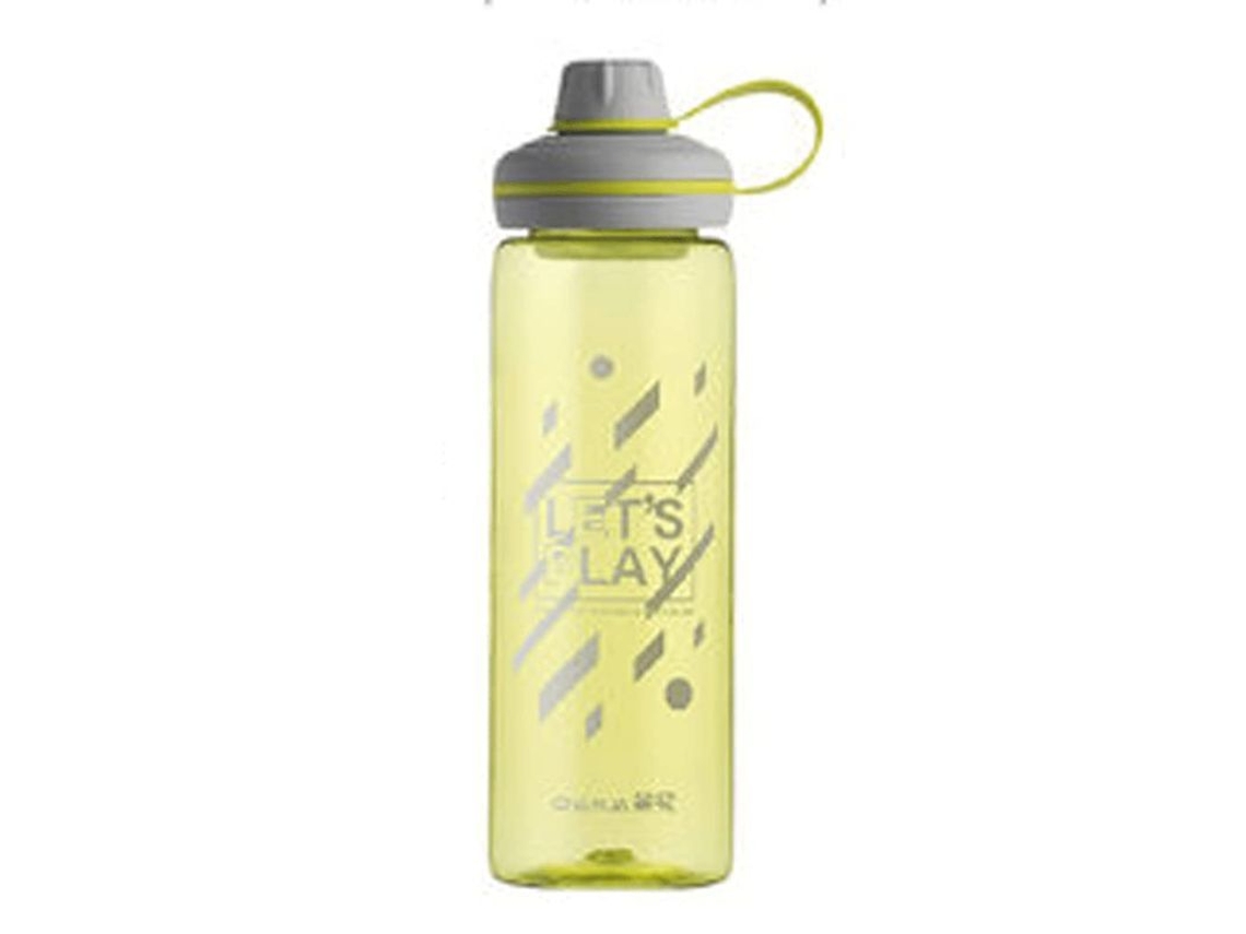 Botella deportiva Rebe Linjou con temporizador, libre de BPA, fácil de limpiar, con filtro, 900 ml, verde y amarilla.