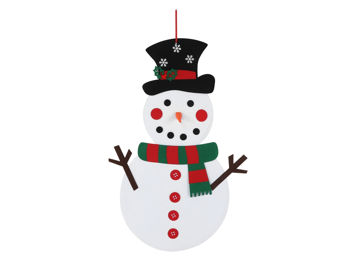 Bufanda de fieltro con forma de muñeco de nieve, adorno navideño rojo y verde