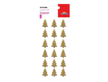 Pegatinas de Navidad - Árboles de Navidad con purpurina dorada