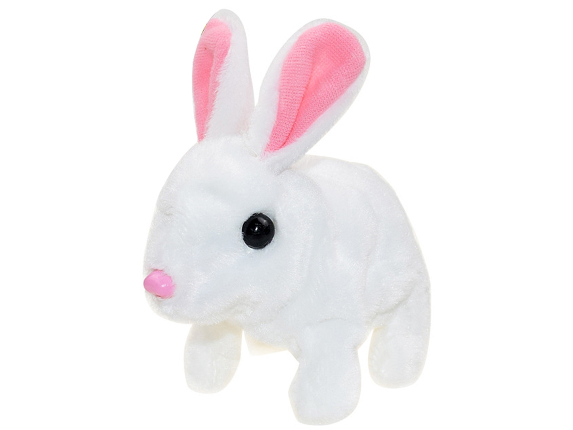 Conejo de peluche eléctrico Walshlxq con pilas, conejo de peluche que rebota con orejas móviles y sonido, regalo interactivo para niños.