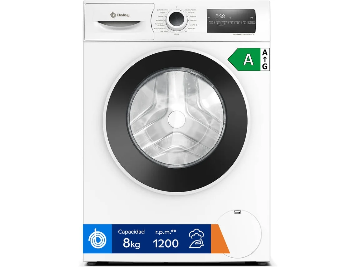 Lavadora BALAY 3TS382B (8 kg - 1200 rpm - Blanco)