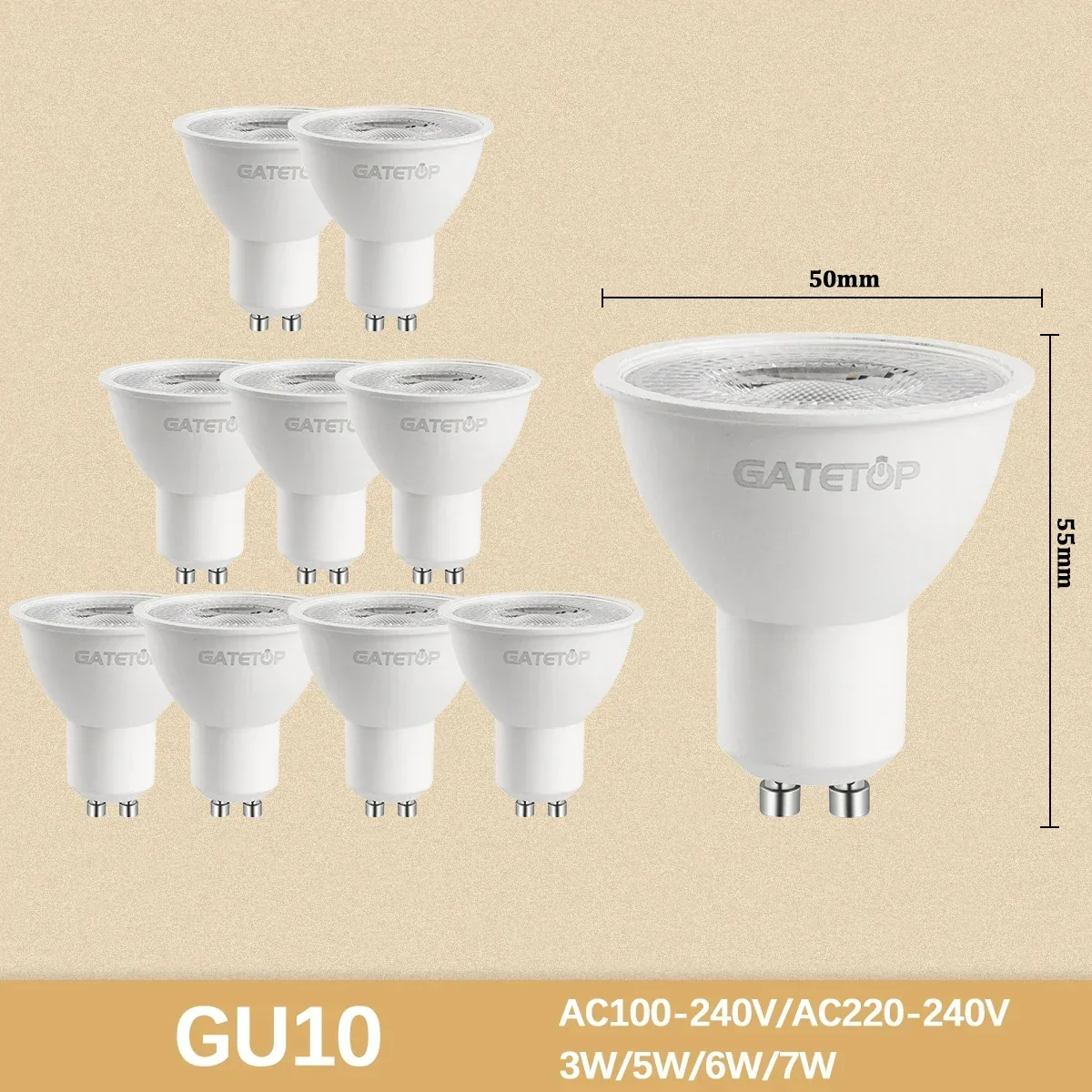(gu10 38 Grados, Luz Natural 4000k) 10 Mini Bombillas Led De Alto Lumen, Sin Estroboscópio, Luces De Habitación Para El Hogar