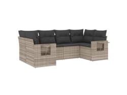 Conjunto de 6 sofás de jardín con cojines, mimbre, patas gris claro, MAISON EXCLUSIVE (80x200 cm)