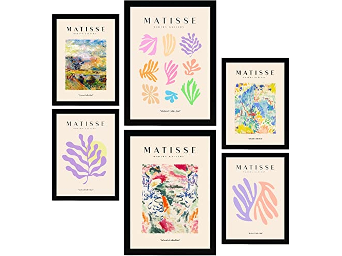 NACNIC Set De 6 Posters De Henri Matisse Vegetacion Láminas De Fauvismo Y Arte Abstracto Para  Tamaños A3 & A4 Marcos Negros