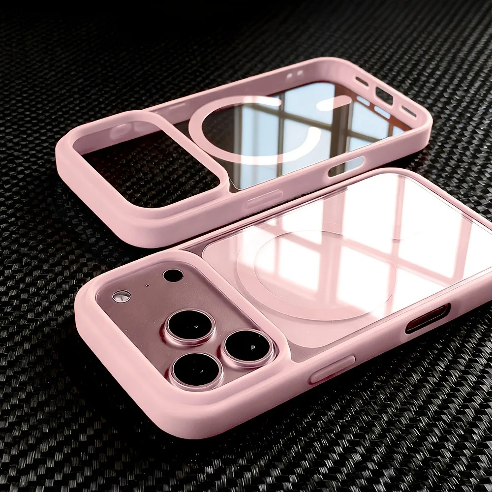 (iphone 17 Pro Max Rosa) Funda Magnética Transparente Para Iphone, Funda Elegante Para Teléfono