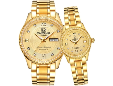 VEANXIN Reloj mecánico automático de oro con diamantes Reloj elegante-Astilla