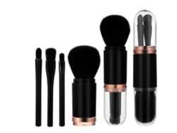 Juego de brochas de maquillaje retráctiles 4 en 1, mini brocha de maquillaje facial negra USHION