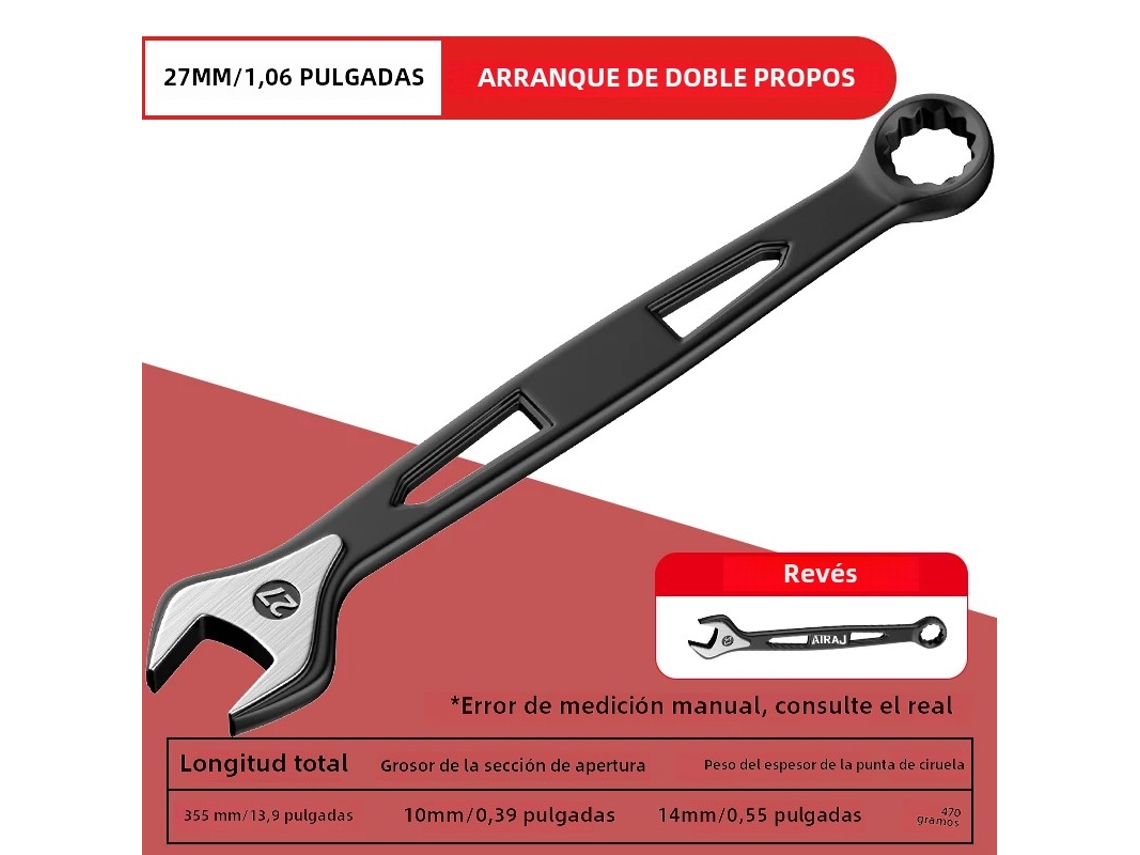 Chave de Catraca Dupla MDUG (27mm) ferramenta automotiva de aço carbono